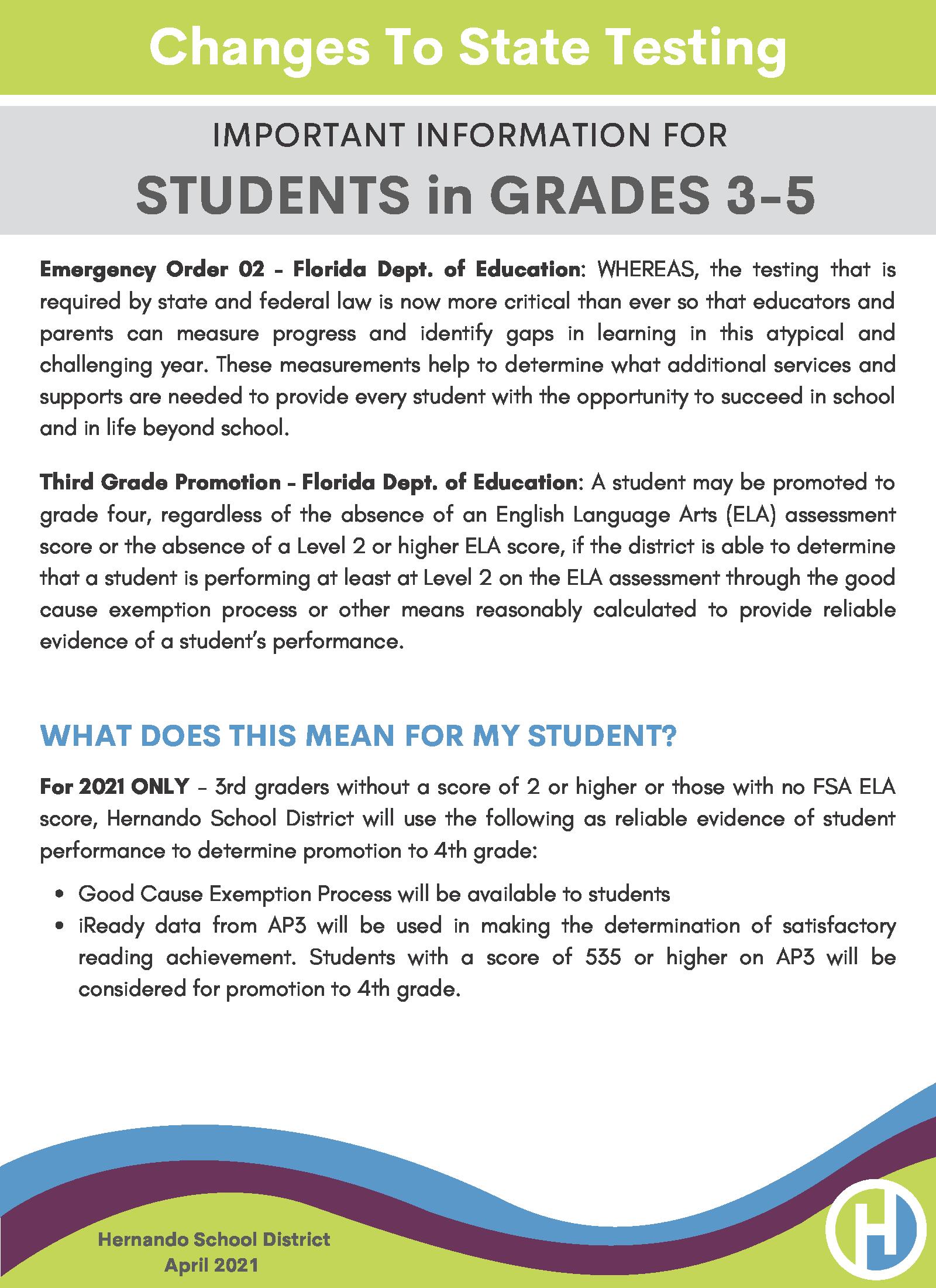 Guide to Understanding Changes in State Testing for Grades 3-5