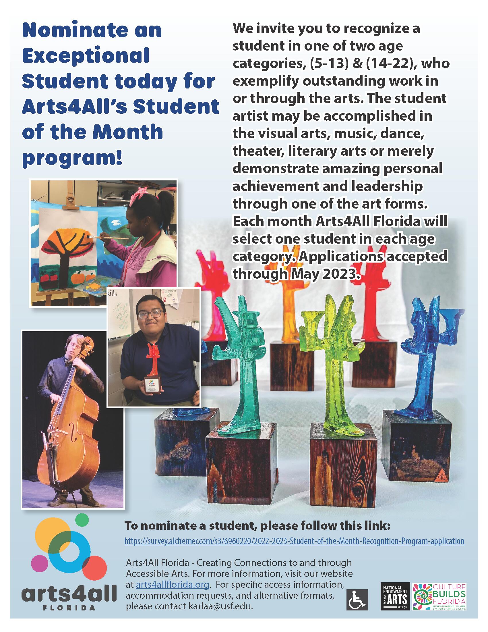 arts4all student of the month flyer