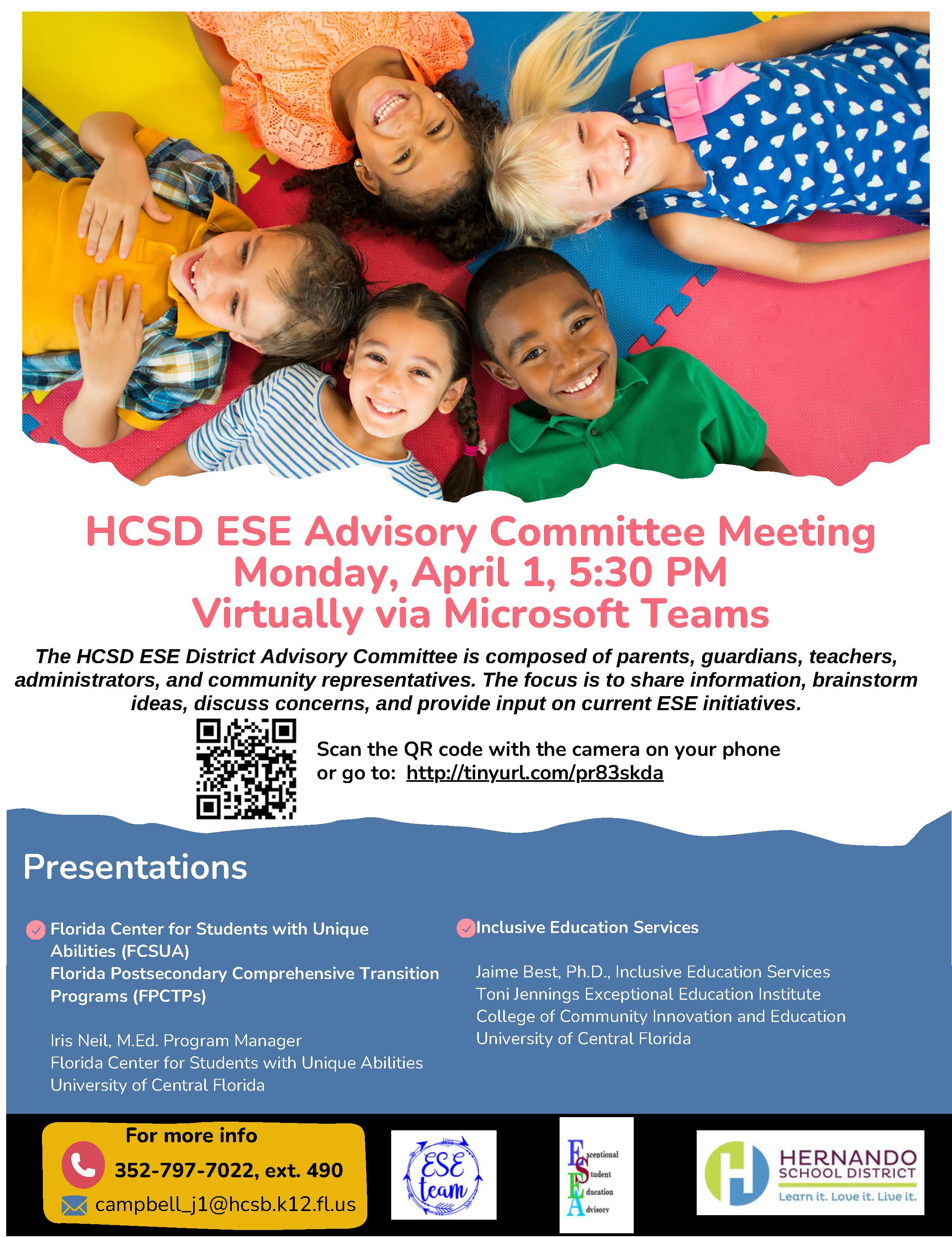 ESE Advisory Committee Meeting Flyer