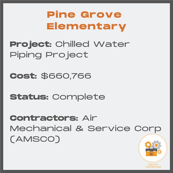 PGES Water Chiller Project - Cost $660,766 - Status Complete - Contractor Air Mechanical and Service Corp.