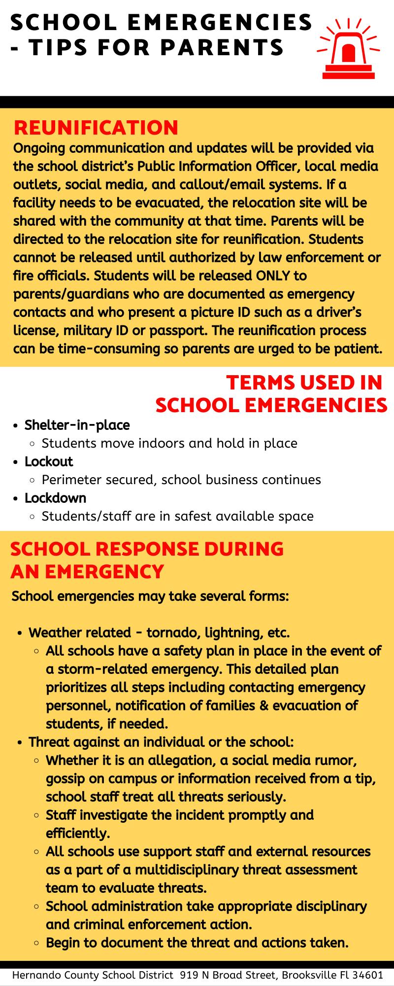 TERMS USED IN SCHOOL EMERGENCIES