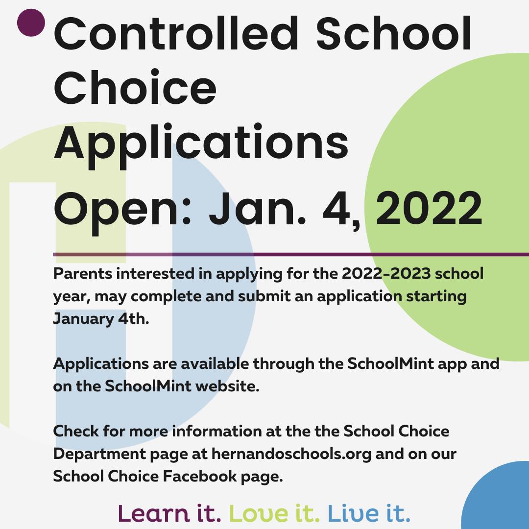Controlled School Choice Applications Open Jan. 4