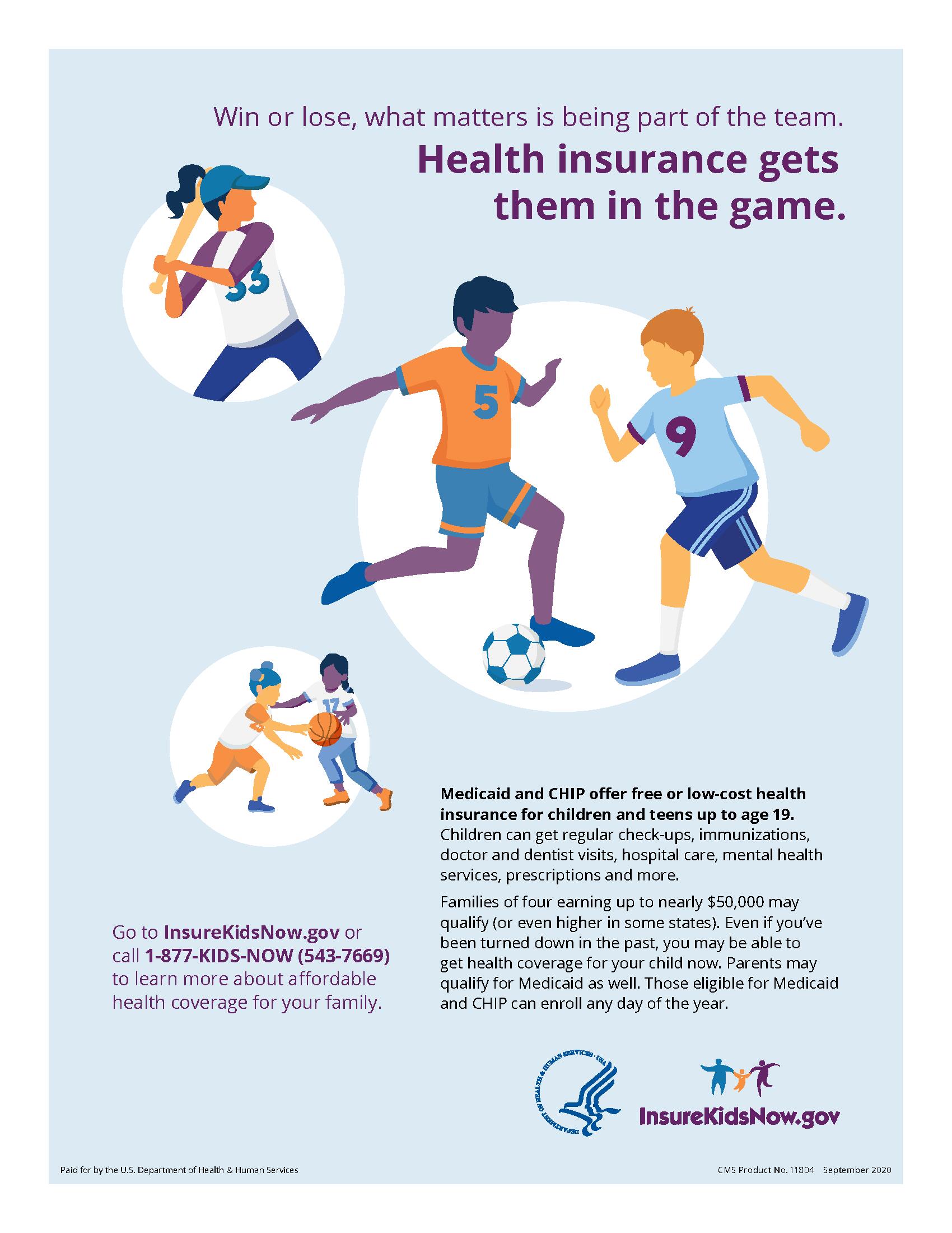 Health insurance gets them in the game flyer