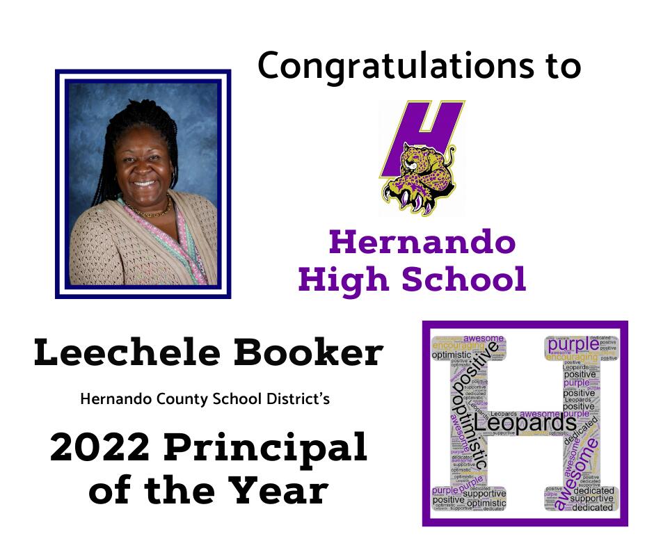 Congratulations to HHS principal, Leechele Booker, 2022 Principal of the Year