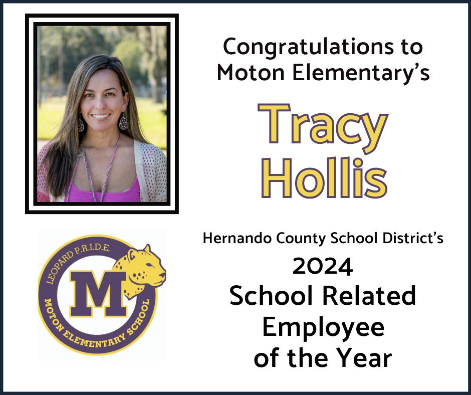 Tracy Hollis - HCSD 2024 School Related Employee of the Year