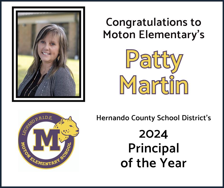 Congratulations to the 2024 Principal of the Year - Patty Martin