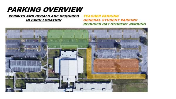 Parking Overview - Birds eye view of school and parking lots