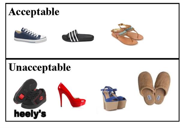 Examples of Acceptable and Unacceptable shoes 