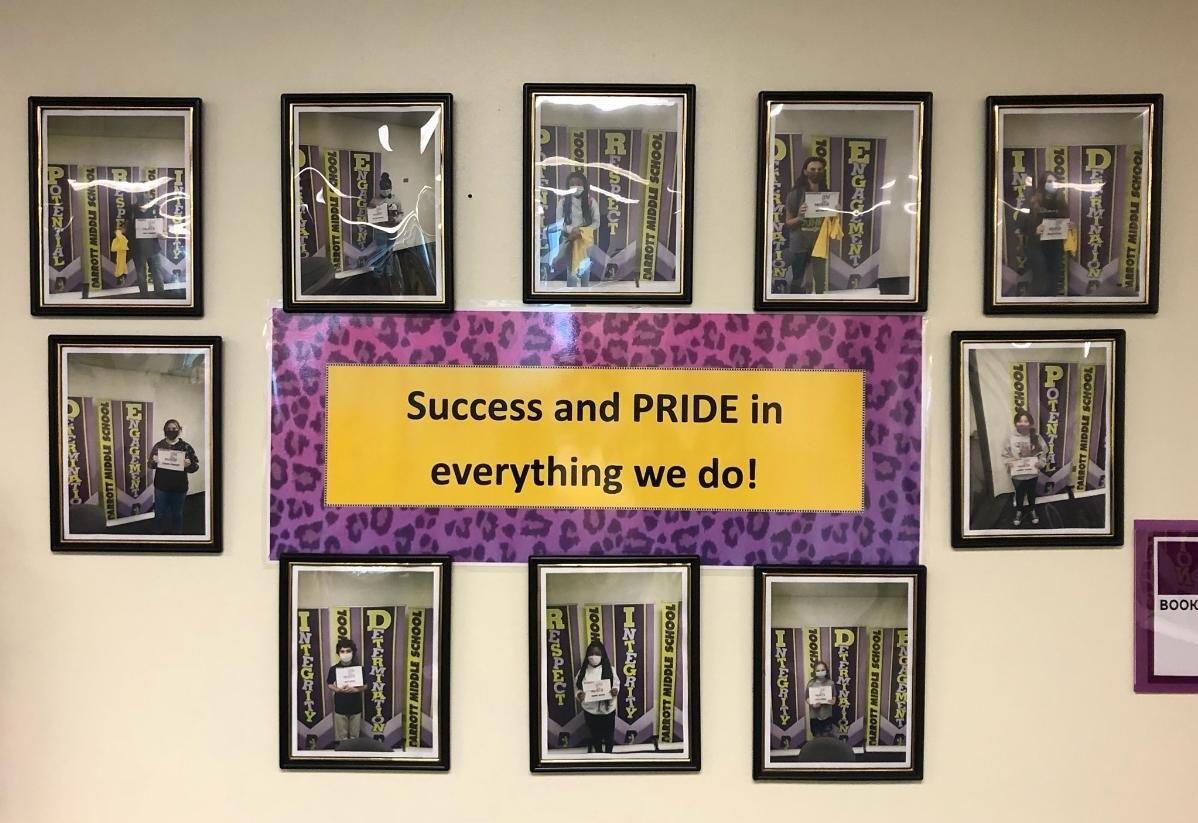 Student PRIDE Wall.  Photos of our Students of the Month. 