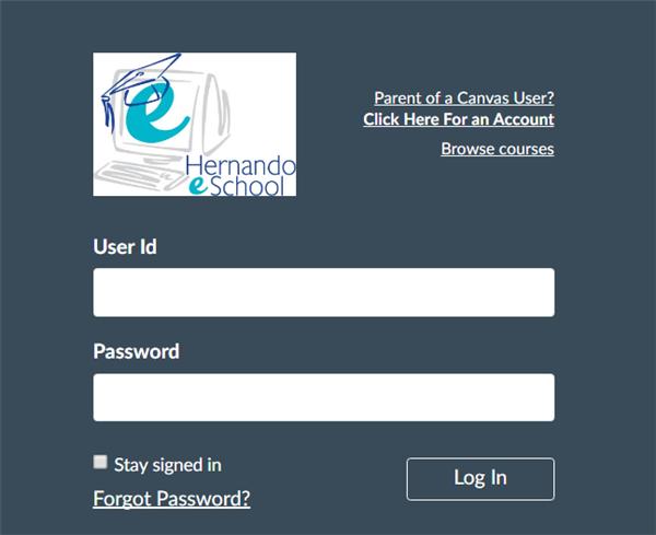 Hernando eSchool login screen