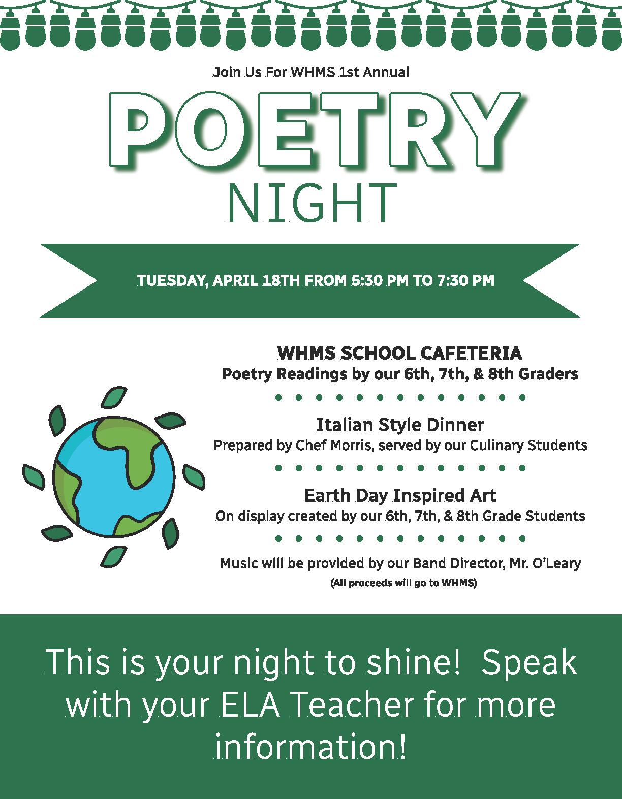 WHMS 1st Annual Poetry Night Flyer