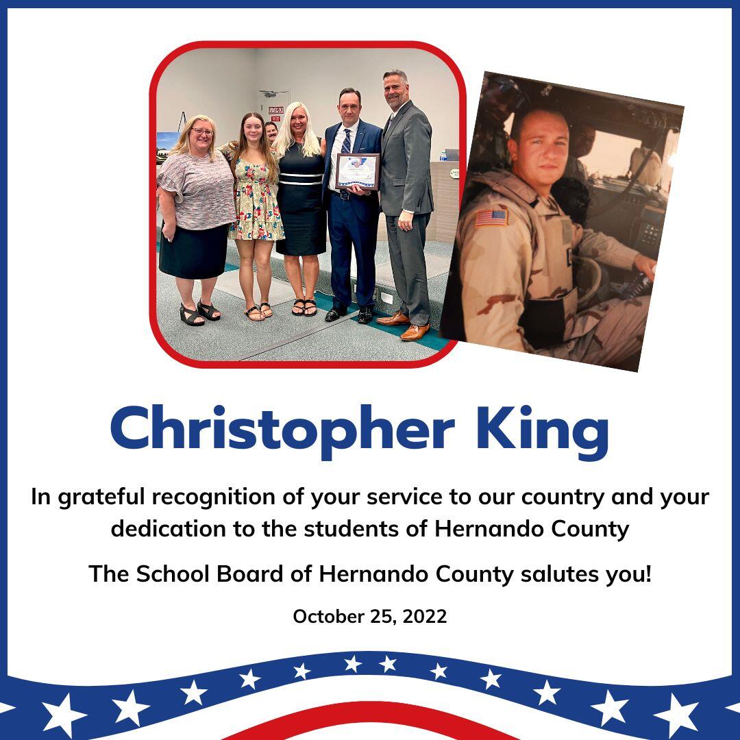 Veteran Recognition - October 2022 - Christopher King