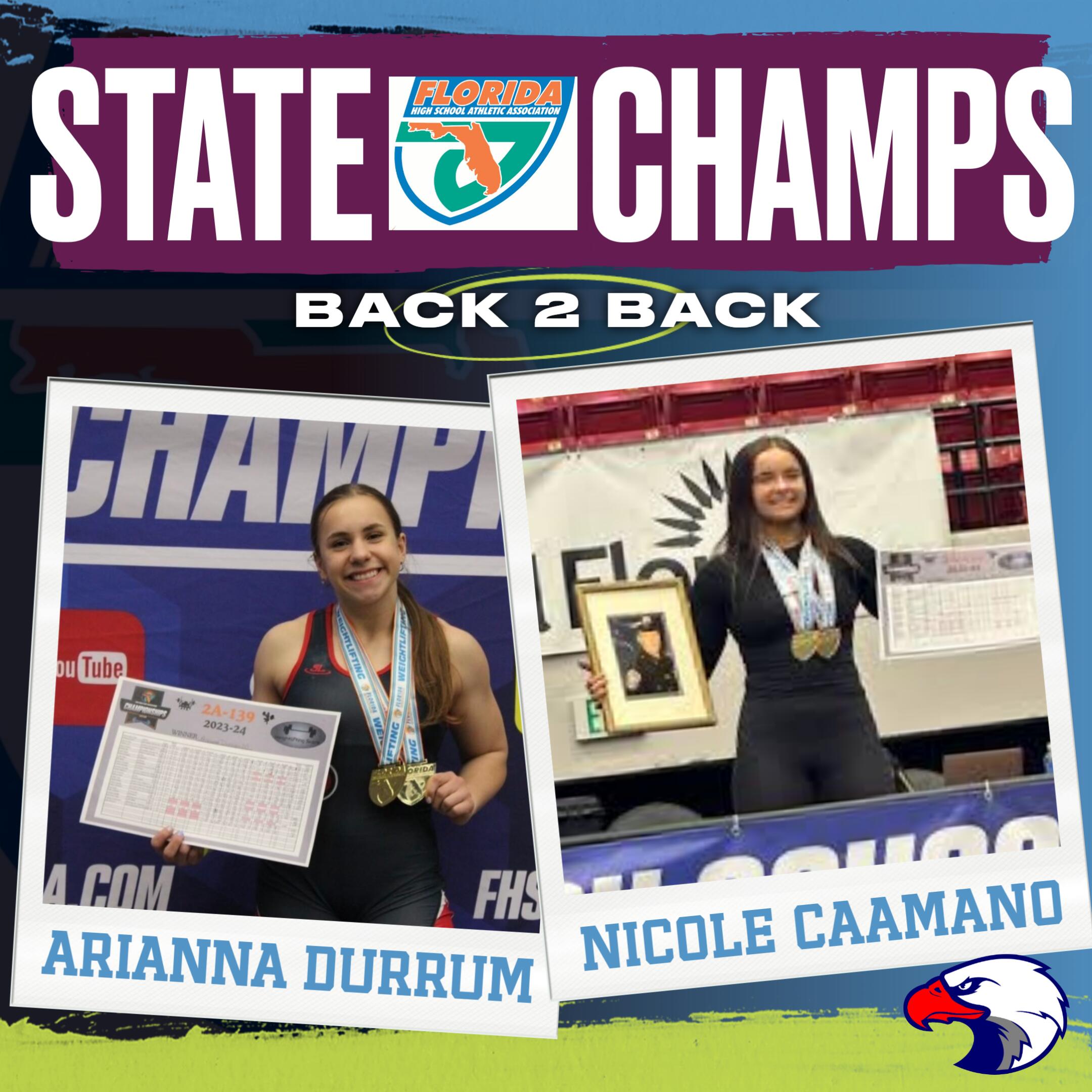 Arianna Durrum and Nicole Caamano State Champs