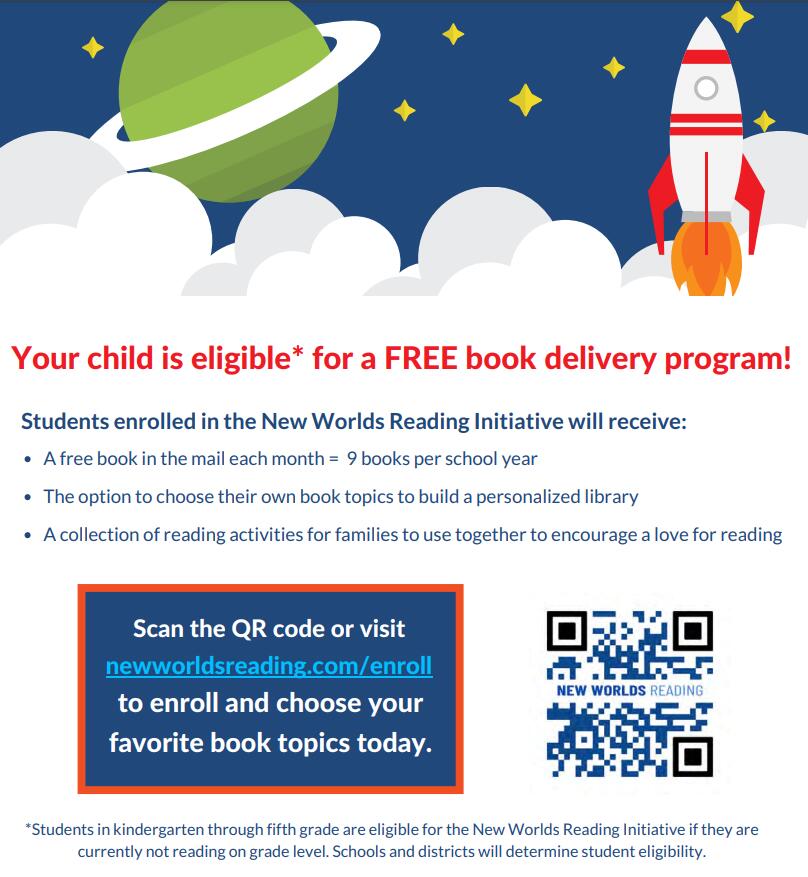 Your child is eligible for a FREE book delivery program